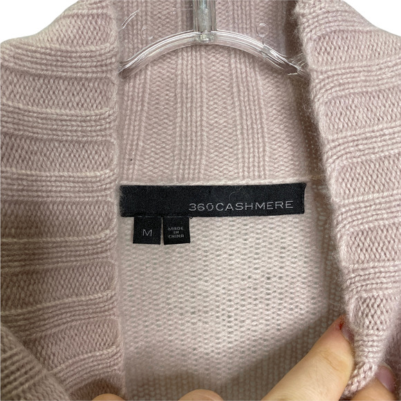 360 Cashmere Women Sweater Pink Knit‎ Mock Neck 100% Cashmere Pullover M $360 - Picture 2 of 6